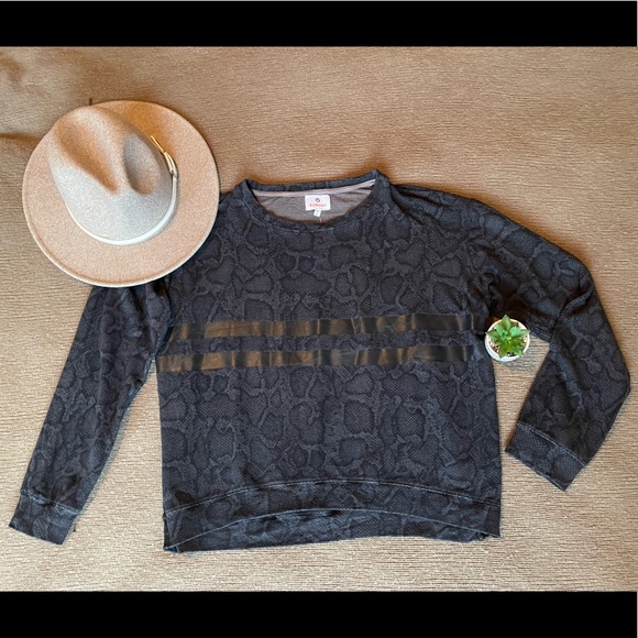 Sundry Snake Print Sweater with Stripe Detail - Picture 2 of 7